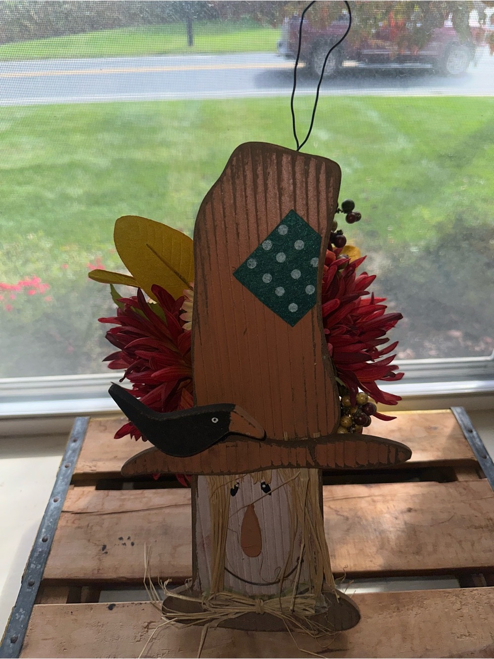 Handmade Rustic Scarecrow Wall/Door Hanging Accent - EUC